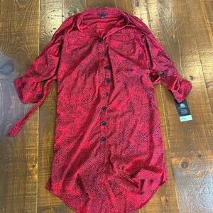 NWT Rock and Republic red animal print shirt dress